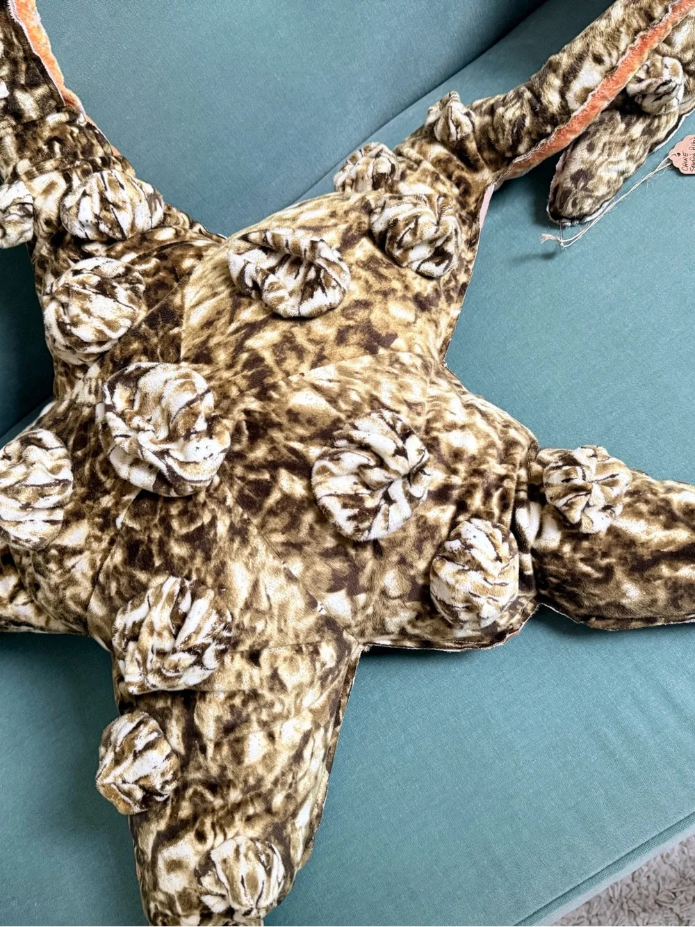Cirque du Soliel Starfish Decorative Throw Pillow — Brown and Beige with Pink
